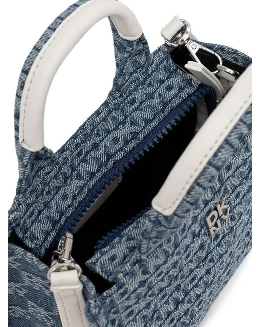DKNY Blue Logo-Pattern Tote Bag