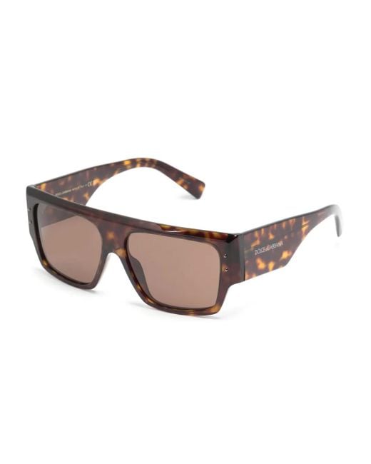 Dolce & Gabbana Natural Tortoiseshell Rectangle-Frame Sunglasses