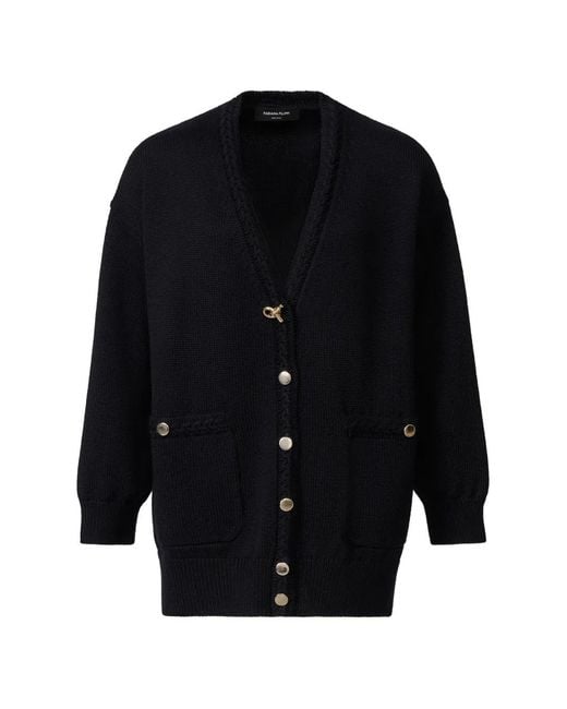 Fabiana Filippi Blue Cardigan À Bords Tressés