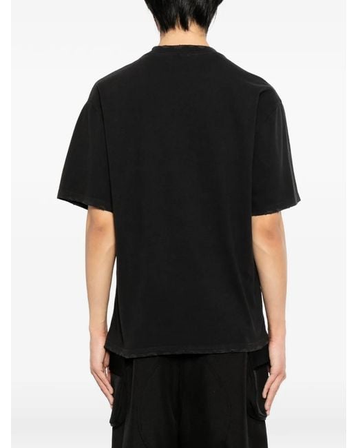 WARMAN Black Graphic Raw-Cut T-Shirt for men
