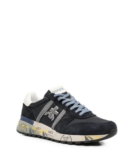 Premiata Black Lander Logo-Patch Sneakers for men