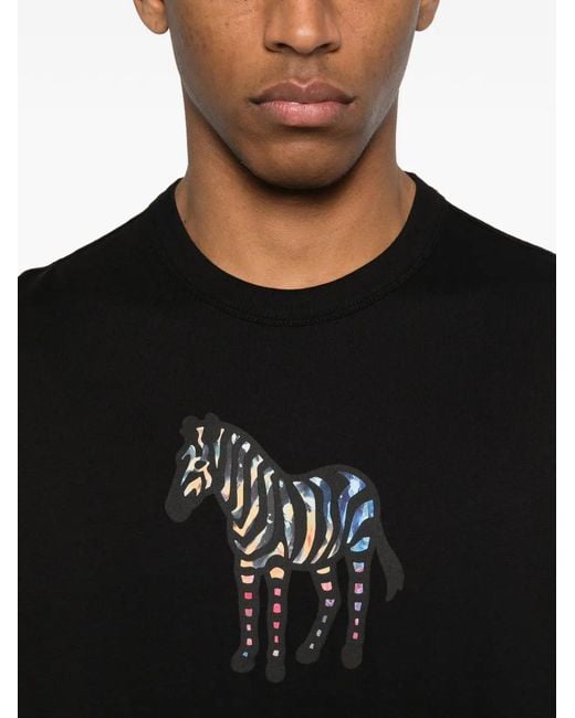 Paul Smith Black Zebra-Print T-Shirt for men