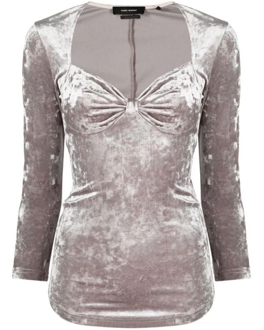Isabel Marant Gray Gubaia Velvet Top