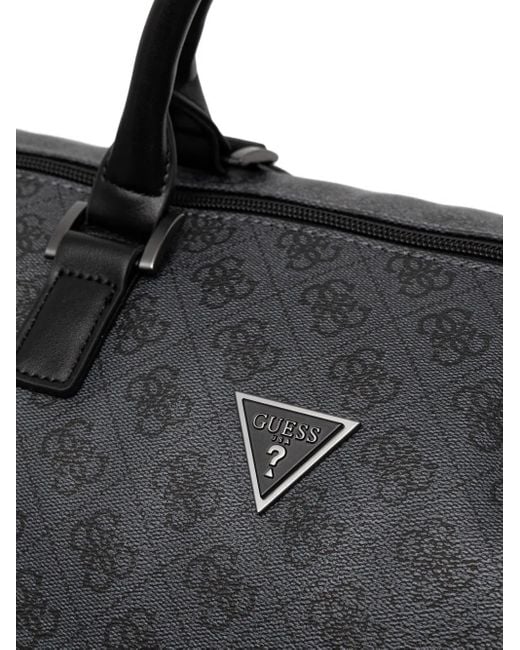 Guess Black Ibiza Monogram-Pattern Holdall for men