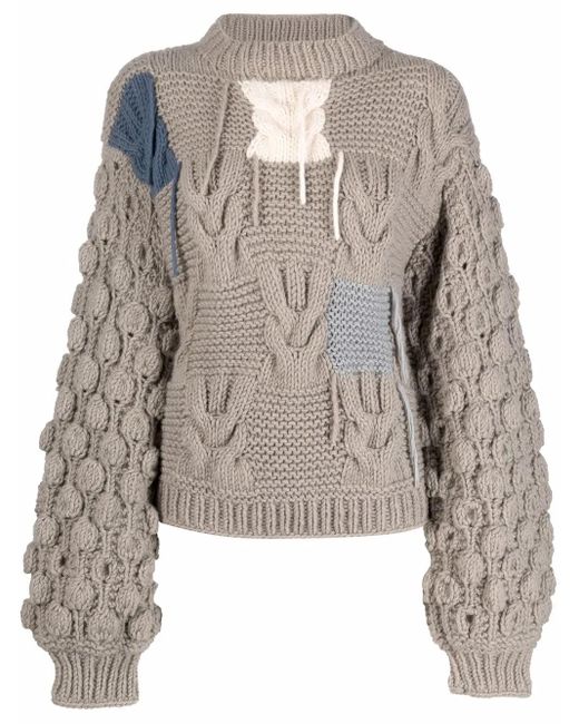 Tuinch Gray Patchwork Cashmere Jumper