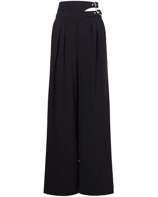 Alberta Ferretti Black Cut-Out Buckle-Fastening Palazzo Pants