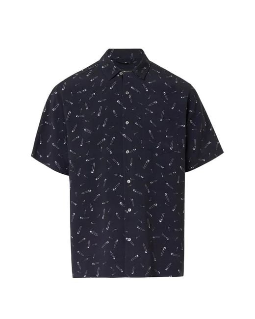 Iceberg Blue Button-Down Short-Sleeve Printed Shirt for men