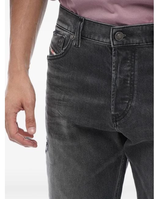 DIESEL Gray D-Sark Distressed-Detailing Straight-Leg Jeans for men