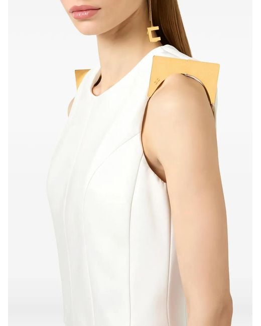 Elisabetta Franchi White Duchess Satin Midi Dress