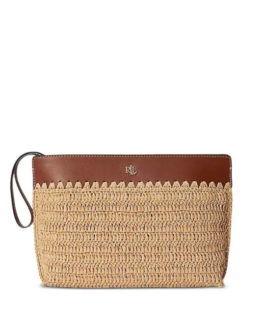 Ralph Lauren Brown Woven Top Handle Purse