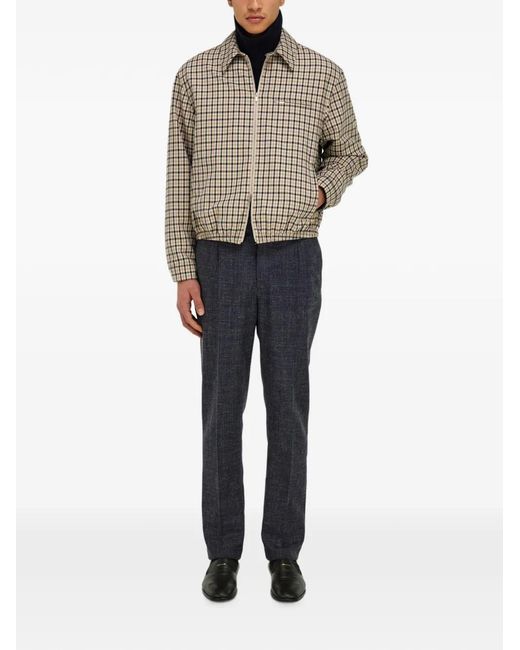 Ferragamo White Check Bomber Jacket for men