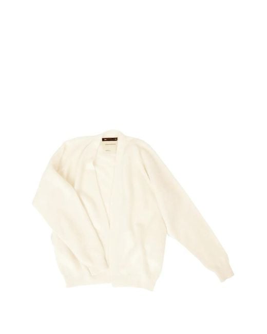 Frenckenberger White Ribbed-Trims Cardigan