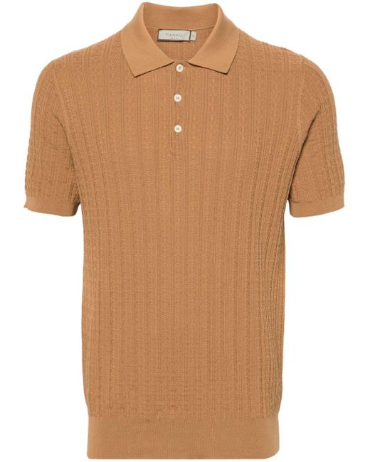 Canali Brown Patterned-jacquard Cotton Polo Shirt for men