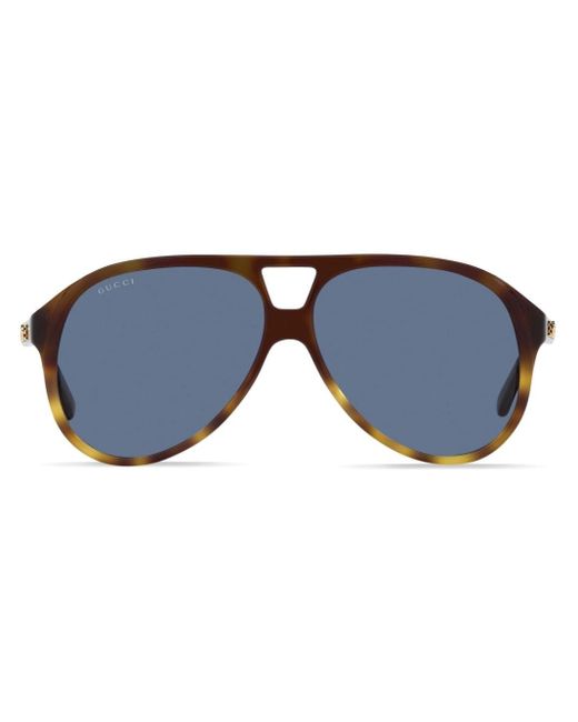 Gucci Blue Interlocking G Pilot-frame Sunglasses for men