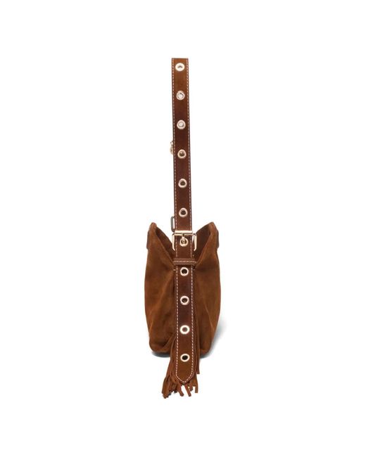Borsa A Spalla Miss M Mini Con Frange di Maje in Brown