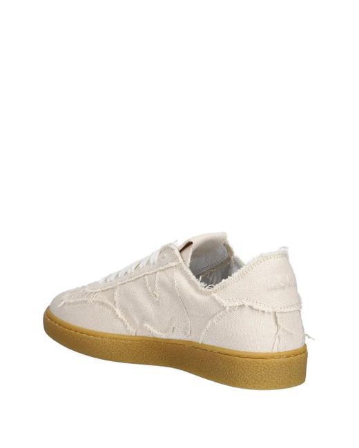 MSGM White Frayed-Detail Sneakers