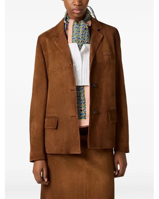 Miu Miu Brown Veste En Daim