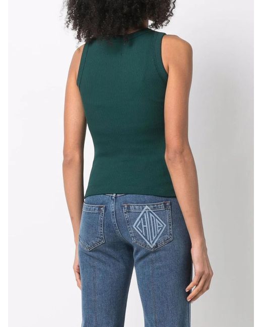 Styland Green Ribbed-Knit Vest Top
