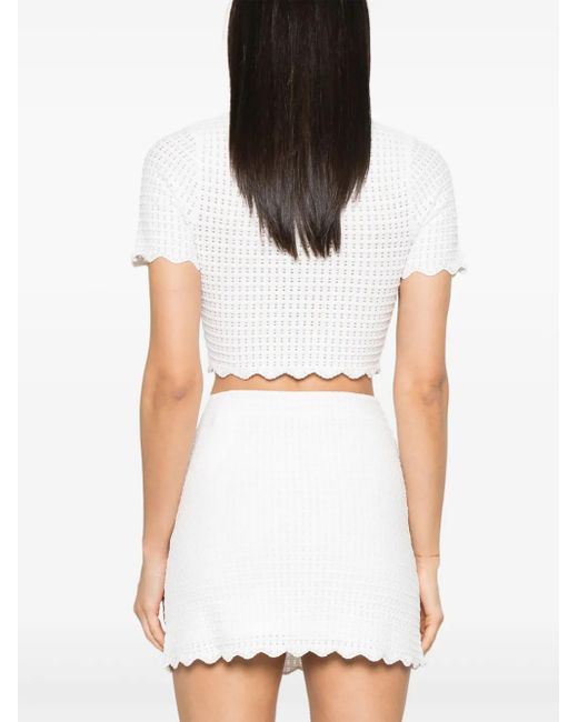 Sandro パールディテール トップ White