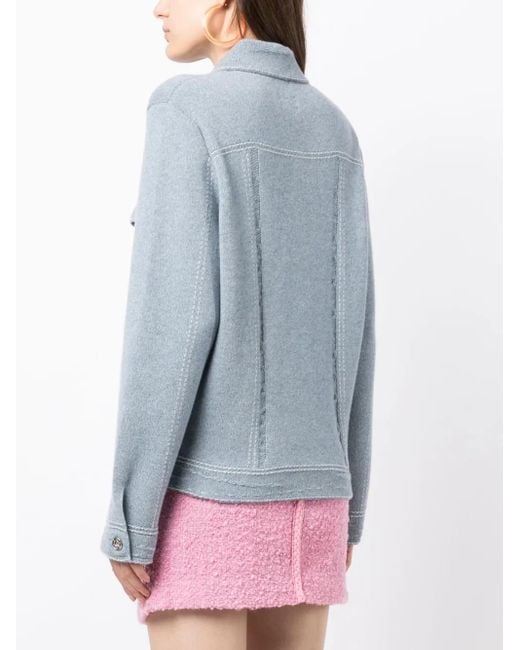 Barrie Blue Contrast-Stitching Denim-Effect Jacket