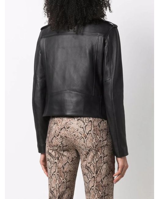 Philipp Plein Black Leather Biker Jacket