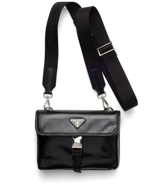 Prada Black Triangle-Logo Smartphone Case for men