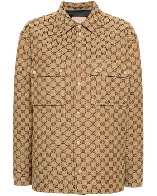 Gucci Natural gg Canvas Shirt Jacket - Women's - Cotton/polyester/polyamide