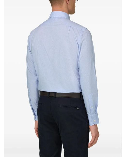 Boggi Blue Boston Collar Checked Shirt for men
