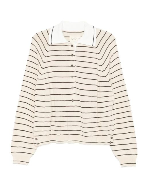 Cordera Natural Striped Polo Top