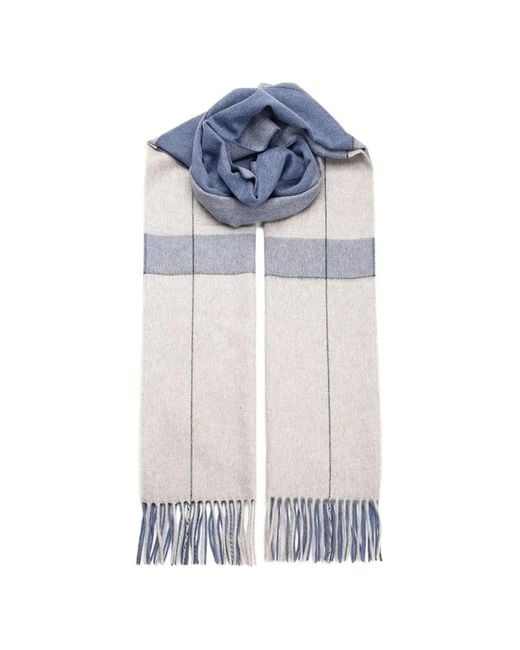 Al Duca D'aosta White Check-Pattern Fringed-Edge Scarf for men