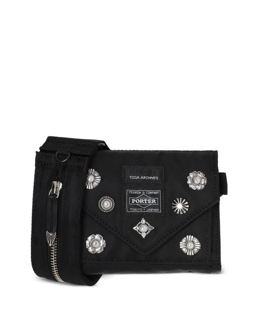 Toga Black Stud-Embellished Messenger Bag for men