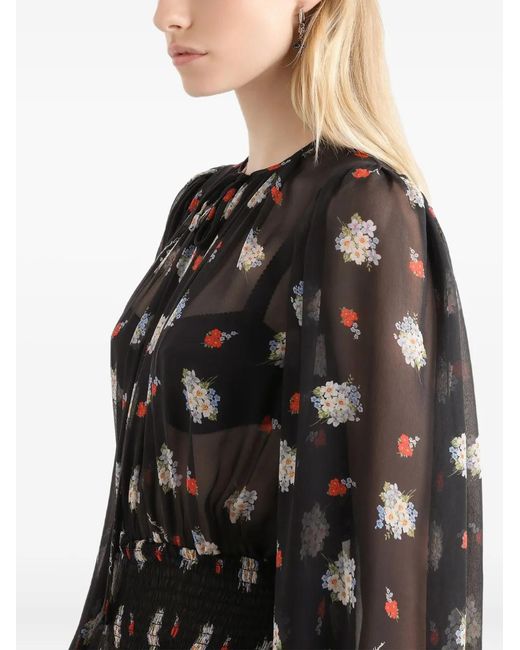 Dolce & Gabbana Black Floral Midi Dress