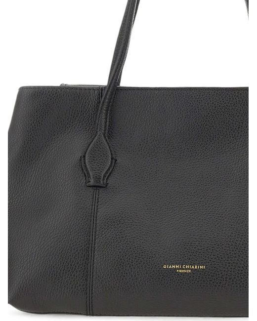 Gianni Chiarini Black Vicky Hammered Leather Shoulder Bag