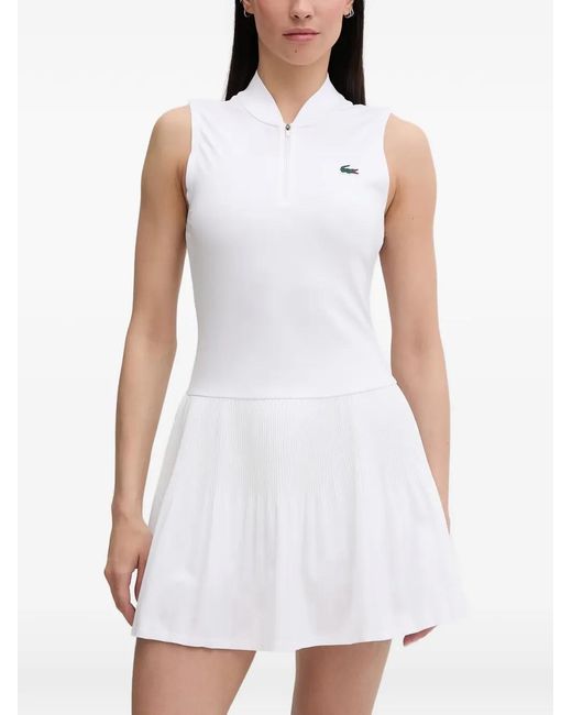 Lacoste White Pleated Sleeveless Tennis Mini Dress