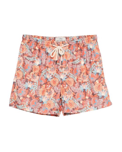 Peninsula Badeshorts Mit Blumen-Print in Red für Herren