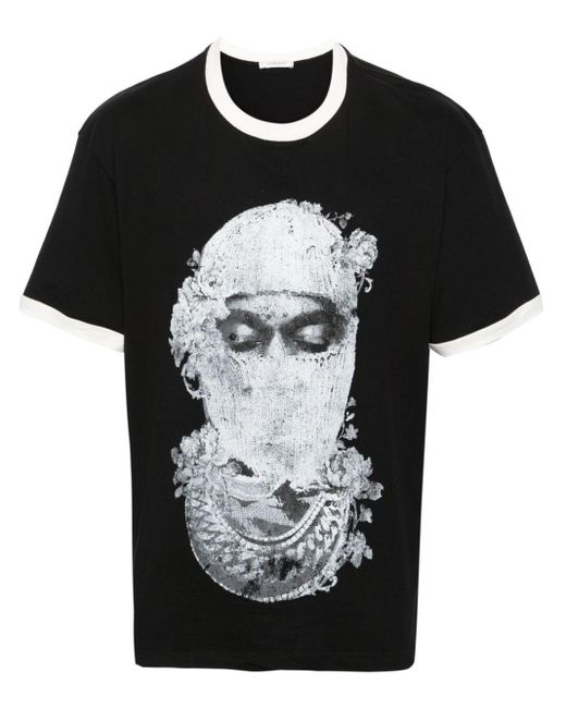 Ih Nom Uh Nit Black Mask Roses Cotton T-shirt for men