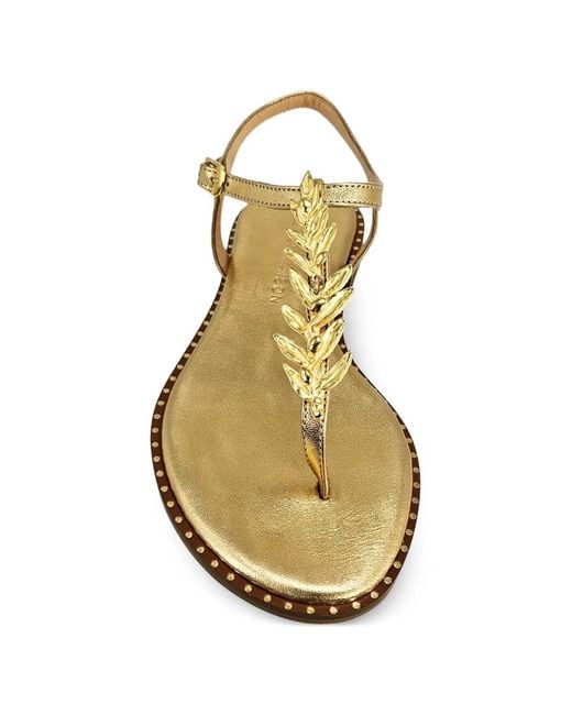 Madison Maison Metallic Leaf-Embellished Sandals