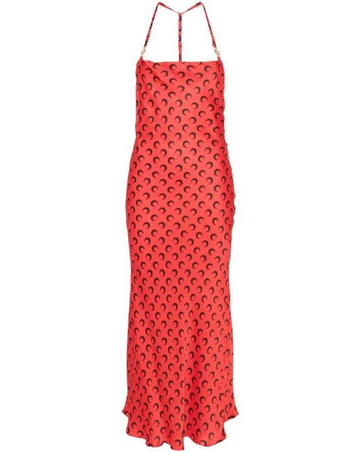 Vestido largo con luna estampada MARINE SERRE de color Red