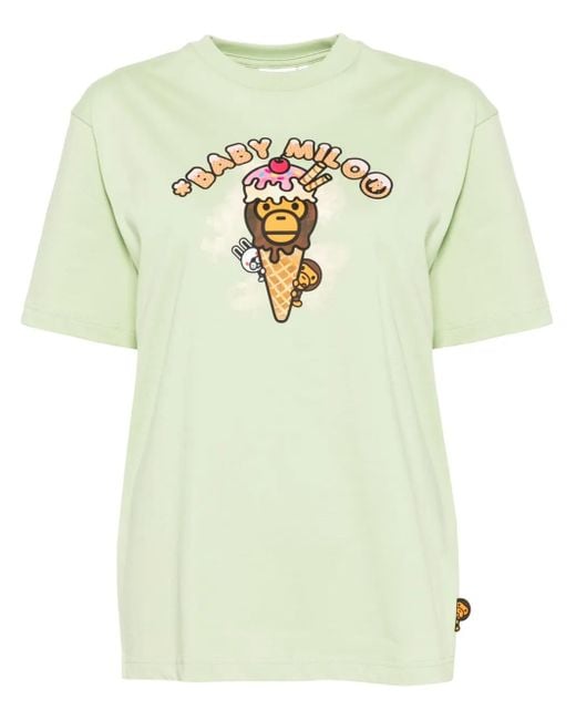 A Bathing Ape Green Graphic-Print T-Shirt