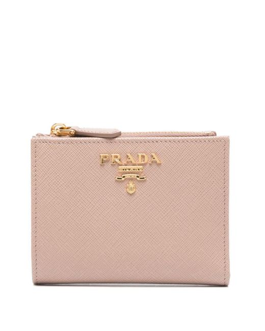 Prada Pink Logo-plaque Leather Wallet