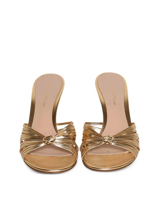 Gianvito Rossi Natural Leather-Trimmed Knotted Mules