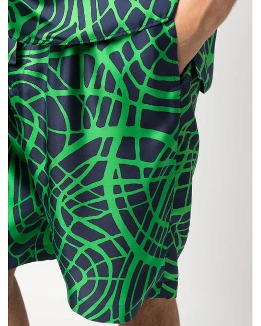 Moschino Green Graphic-Print Tailored Shorts for men