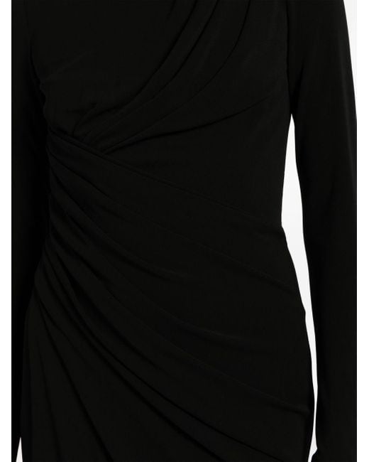 Elie Saab Black Long-Sleeve Draped Gown