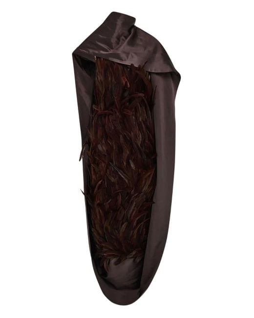Ferragamo Brown Satinkleid Mit Federn
