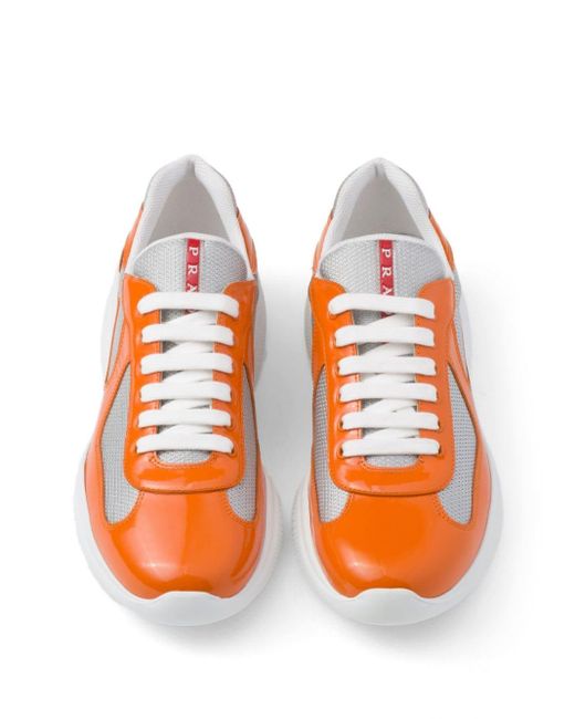 Prada America's Cup Leren Sneakers in het Orange voor heren