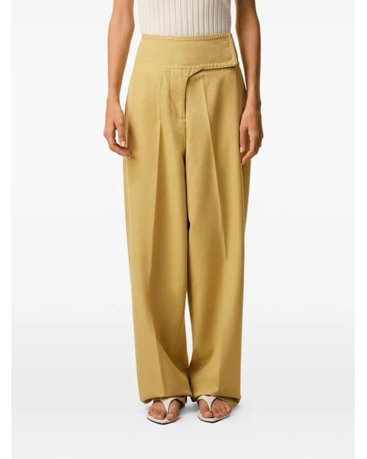 AMI Yellow New Wool Wrapped Belted Trousers
