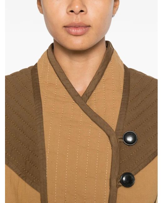 Ba&sh Brown Cisca Quilted Panelled Cotton Jacket