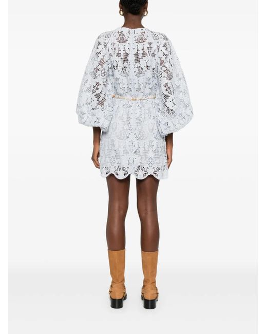 Zimmermann レースディテール ミニドレス Blue