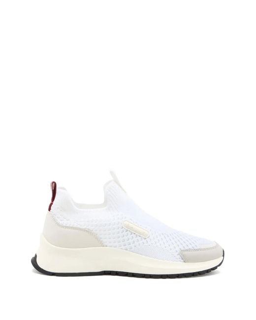 Bally White Outline Slip-Ons