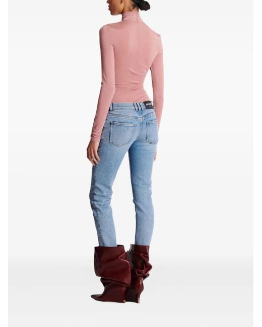Balmain Blue Ausgeblichene Jeans mit Knöpfen